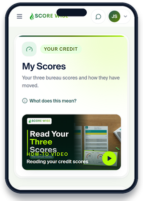 ScoreWise dashboard My Scores screen on a phone (sample data)